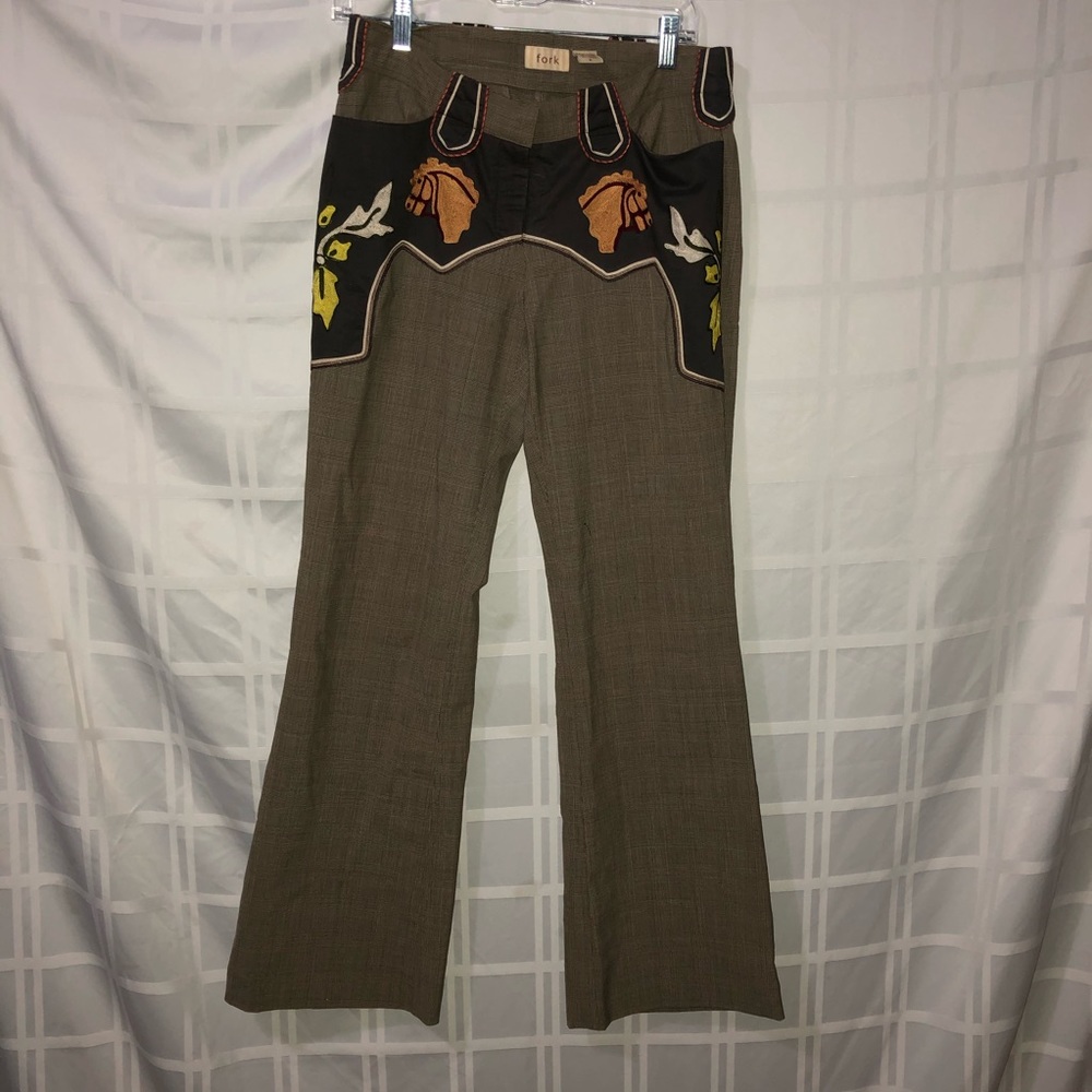 Fork rodeo western pants chain stitched horse cowgirl westernwear